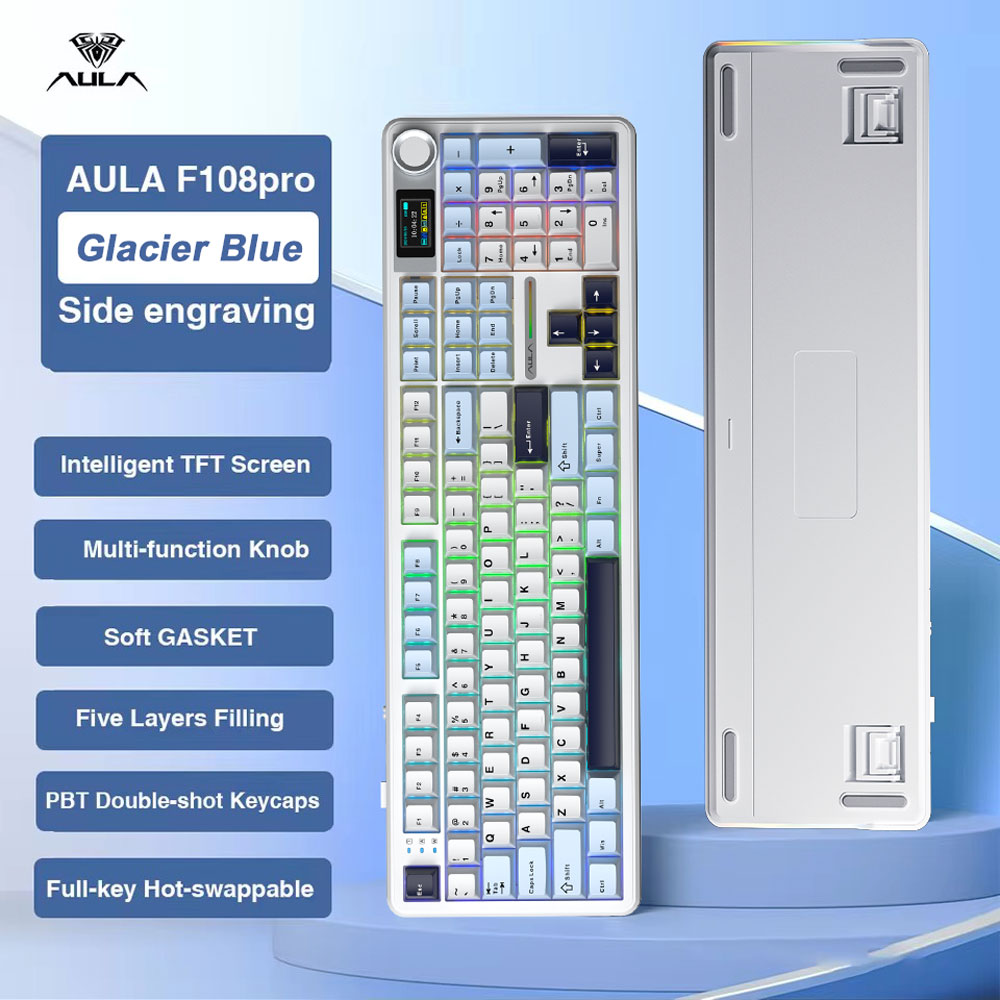 Gaming Keyboard Blue - Игровая механическая клавиатура AULA F108 Pro,