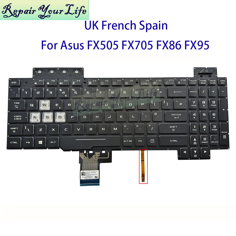 Gaming Keyboard Asus - Британская, Испания, французская клавиатура AZERTY с